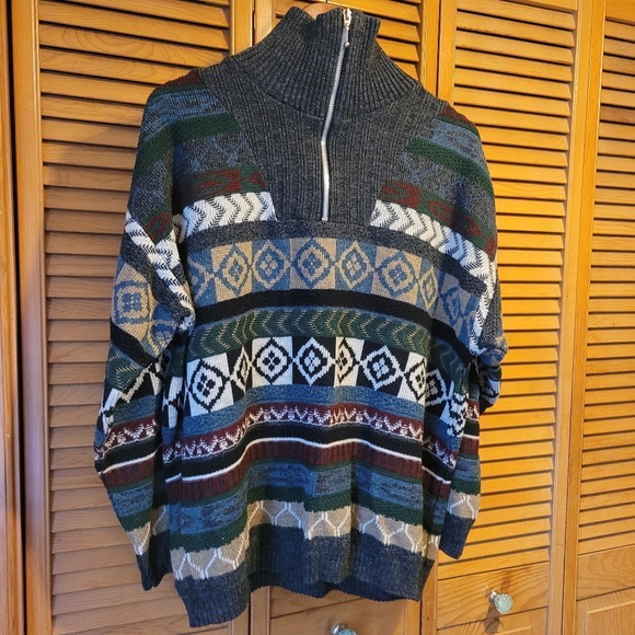 Vintage Quarter Zip-up Neck Pullover Sweater - Picture 6 of 6